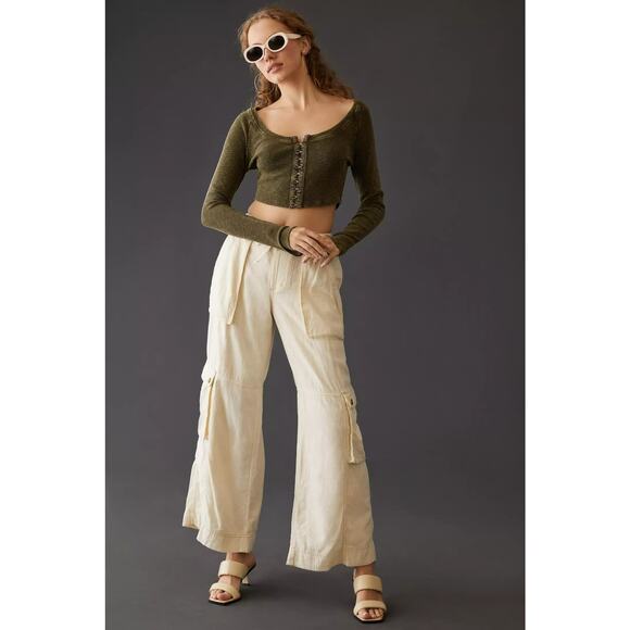 Pilcro Cropped Olive Cardigan L - Picture 4 of 4